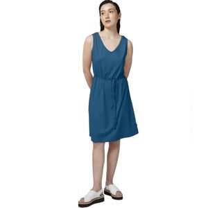 Fig Clothing Cabuya Knee Length Sleeveless 
V-neck Teal Blue Dress